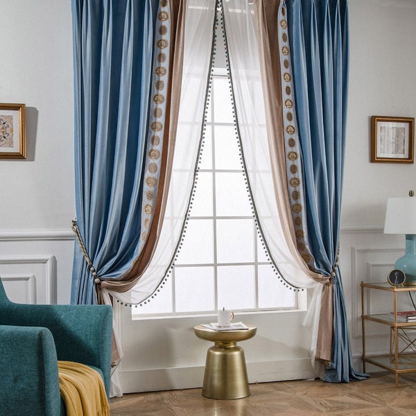 Blue Curtain Trim Etsy