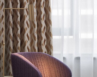 Pair of Luxury High Precision Jacquard Chenille Window Curtains Bedroom,Living Room Curtains Blackout Curtain,Beige Custom Curtains
