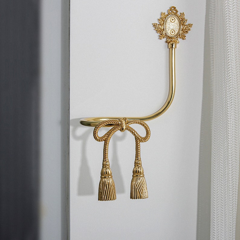 Brass Bows Curtain Tieback drapery Gold Hold Back Etsy