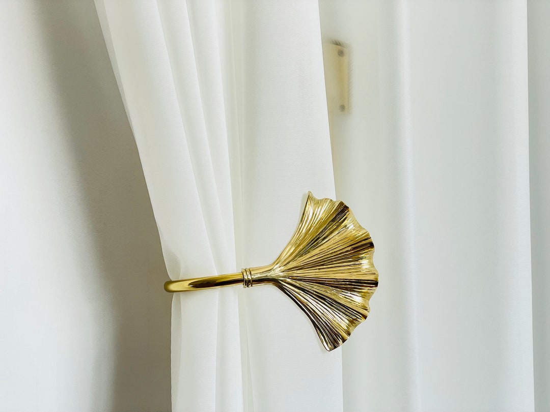 Handmade Brass Ginkgo Curtain Tieback drapery Gold Hold Back Etsy