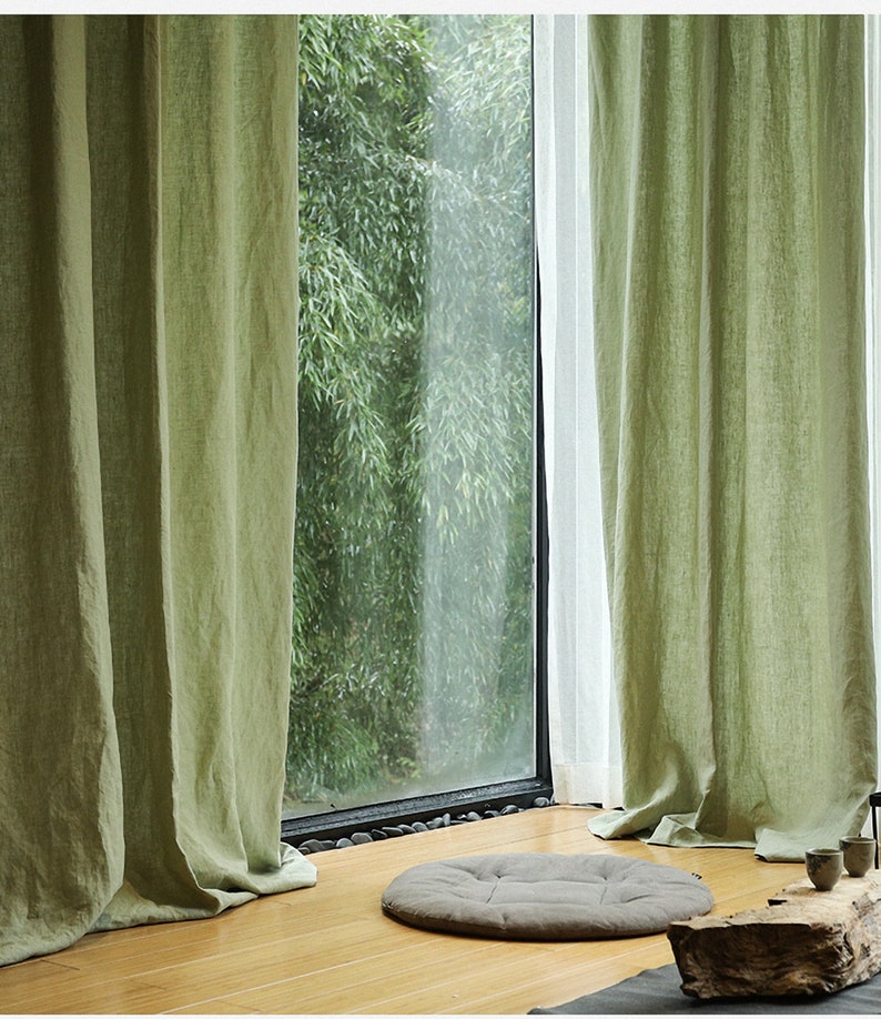 100 colores par de cortina de lino puro sala de estar y | Etsy