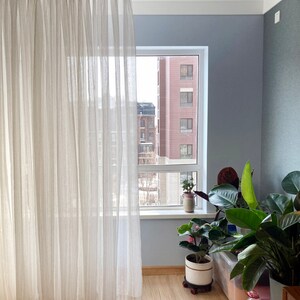 Pair of Linen Blend Sheer Panelsvoile Curtain Panels With - Etsy