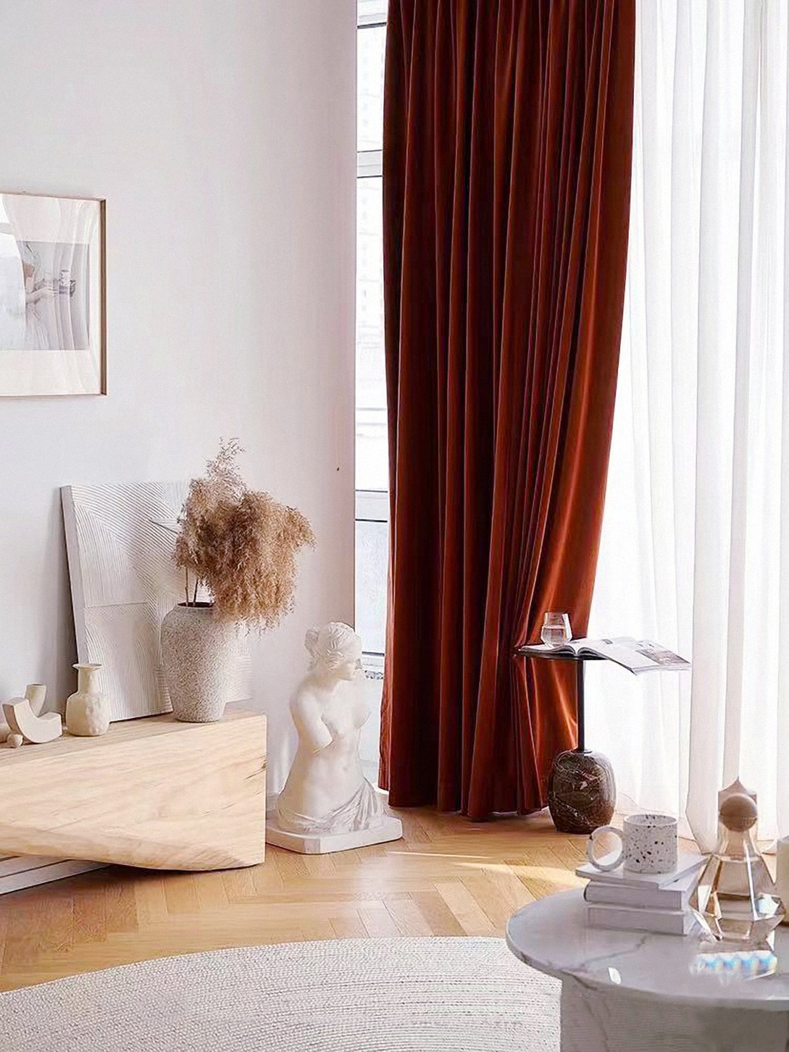 Burnt Orange Pair of Bedroom Curtains 81 Colors Heavy Silky Etsy