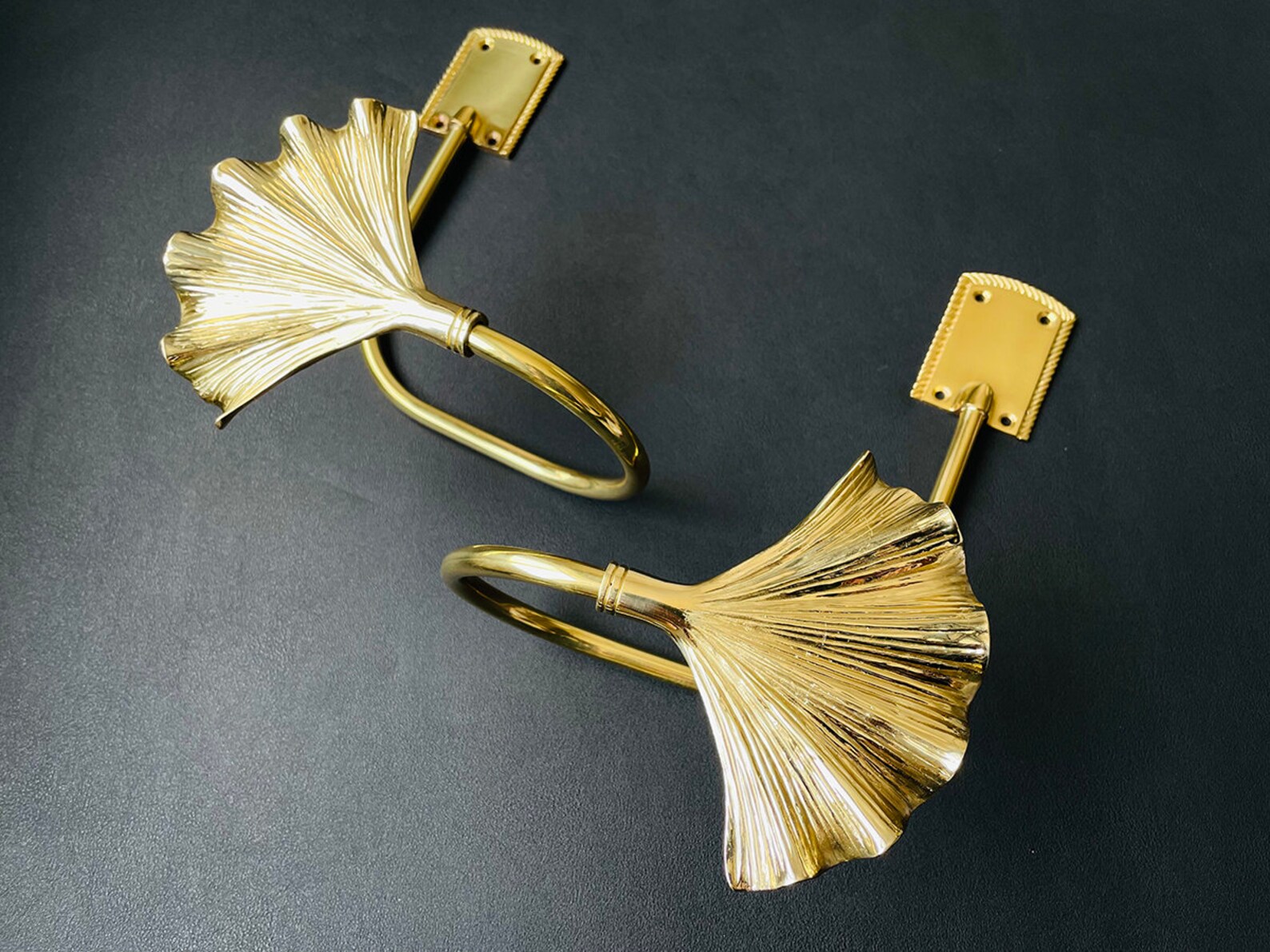 Handmade Brass Ginkgo Curtain Tieback drapery Gold Hold Back Etsy