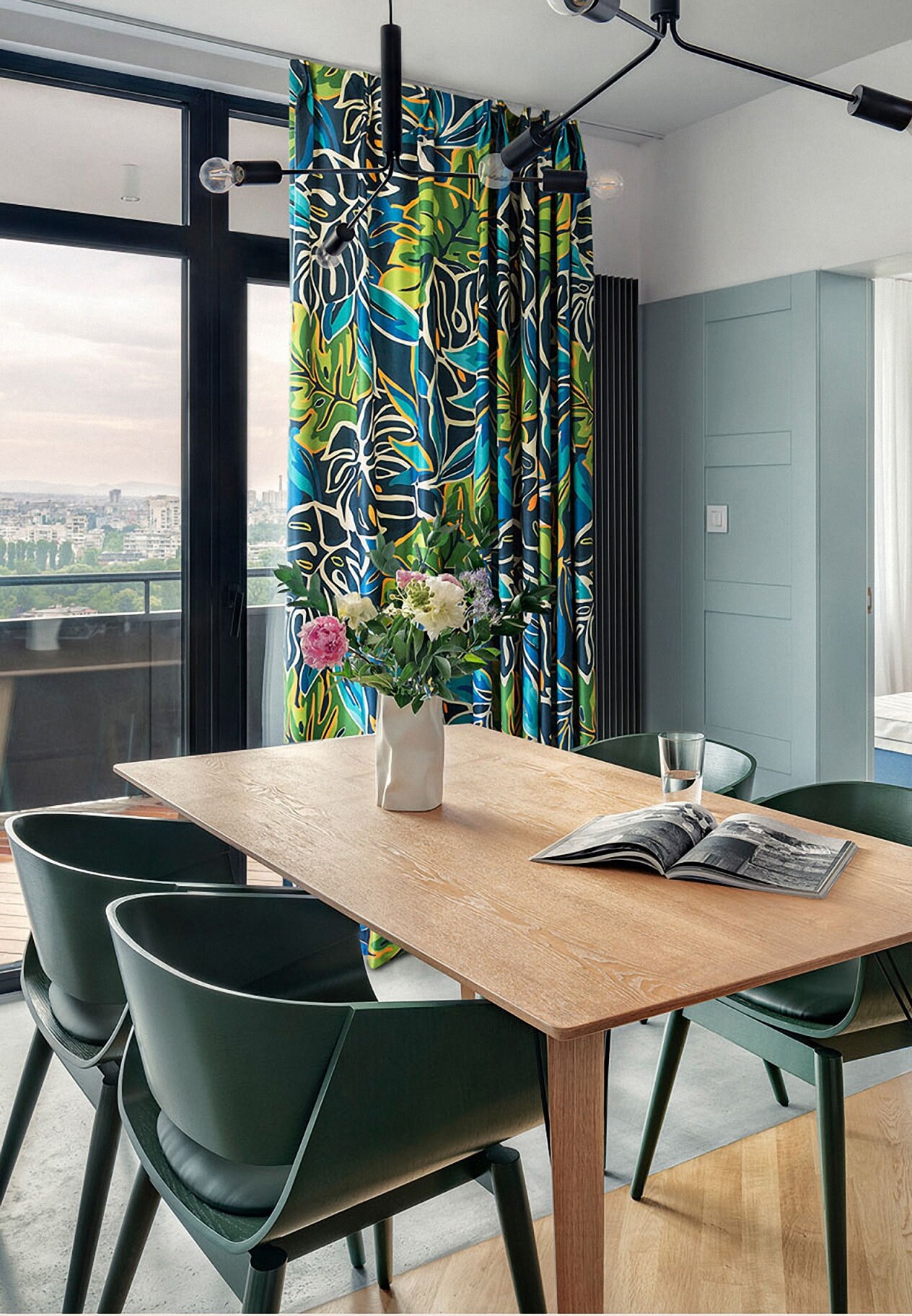 Grünes Paar Vorhang Draperies mit Pflanze und Blume Muster | Etsy