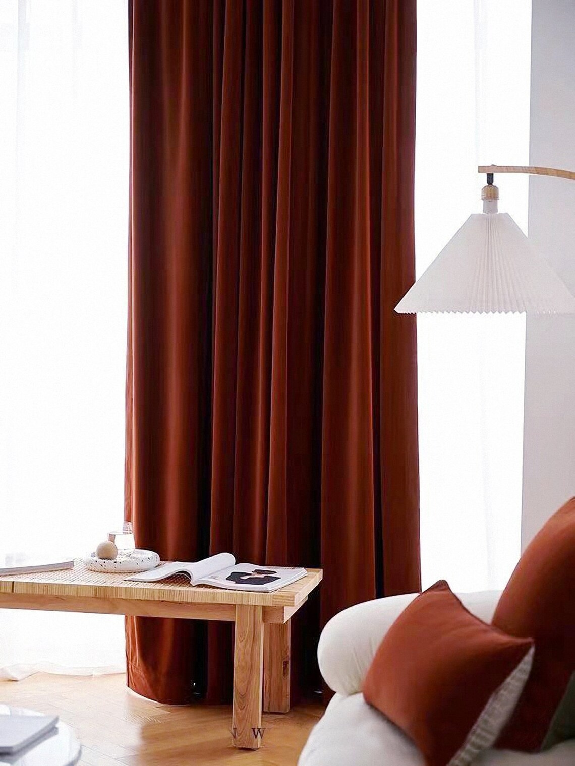 Burnt Orange Pair of Bedroom Curtains 81 Colors Heavy Silky Etsy