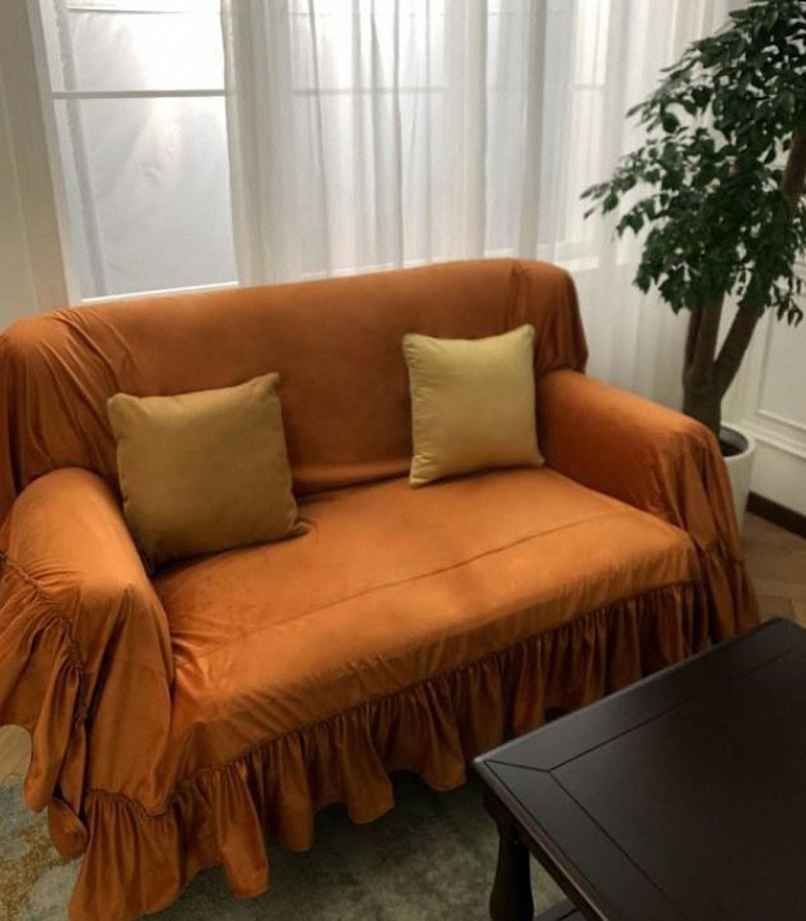 200 Colors Ruffled Velvet Sofa slipcover Custom Made Velvet Etsy