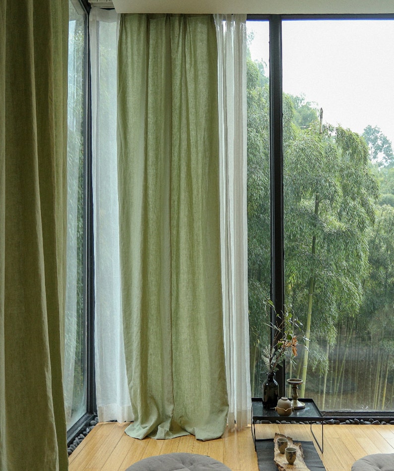 100 colores par de cortina de lino puro sala de estar y | Etsy
