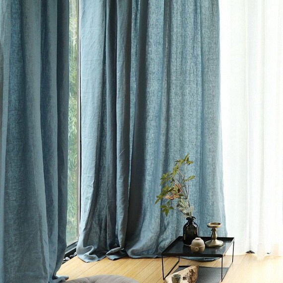 24 Colors Teal Pair Of Seamless Pure Linen Panelswide 24 Colors Teal Pair Of Seamless Pure, Teal Curtain Panel Pair
