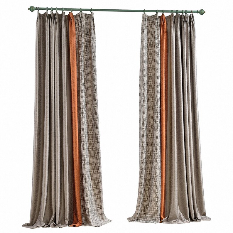 Pair of Luxury High Precision Jacquard Chenille Window Curtains Bedroom,Living Room Curtains Blackout Curtain,Beige Custom Curtains