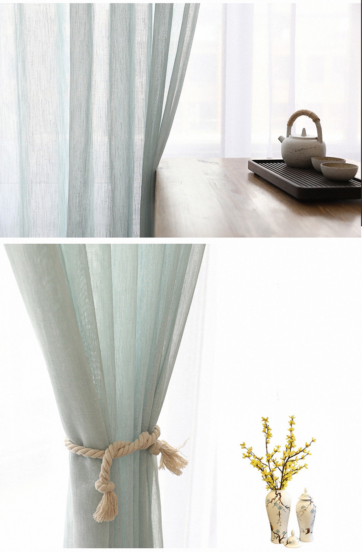7 Colors Pair of White Linen Sheer PanelsIvory Voile Curtain | Etsy