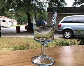 Vintage Baby Blue Light Blue Wine Glass Water Goblet Stemware Retro Glassware