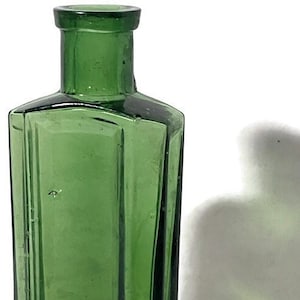 Rare Collectible Antique Emerald Green Glass Quack Medicine or Poison Bottle Circa 1800s Victorian Medicine Bottle Colorful Window Bottles