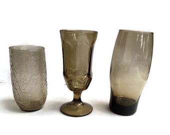 Your Choice Replacement Vintage Mocha Glass Tumblers Drinking Glasses Tawny Goblet Libbey Glass Anchor Hocking "Sherwood"