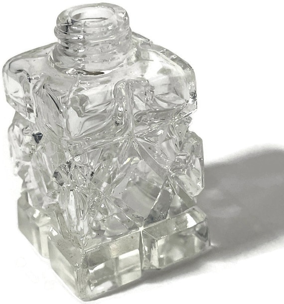 Antique Square Cut Glass Clear Perfume Bottle Exce