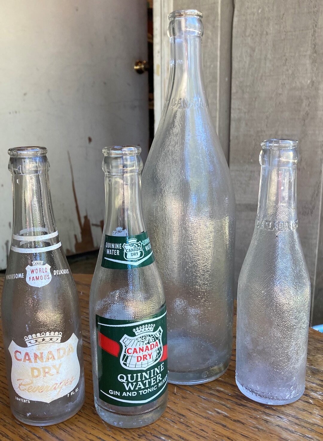 Lot of Four 4 Vintage Canada Dry Ginger Ale Quinine Tonic Clear