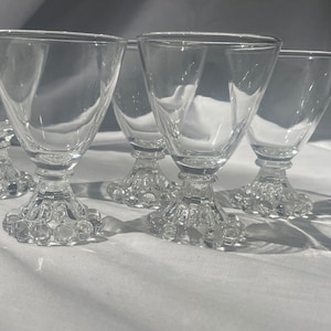 Set of Five (5) Vintage Mid Century Clear Glass Anchor Hocking &quot;Berwick-Boopie&quot; Champagne/Tall Sherbet Stemware Glasses Excellent Condition