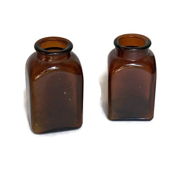 Lot of Two (2) Antique Amber Glass Snuff Bottles Excellent Condition