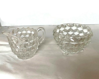 Depression Glass Replacement Glass Perfect condition Free Shipping Ice Cube Pattern Covered Sugar Bowl and Lid