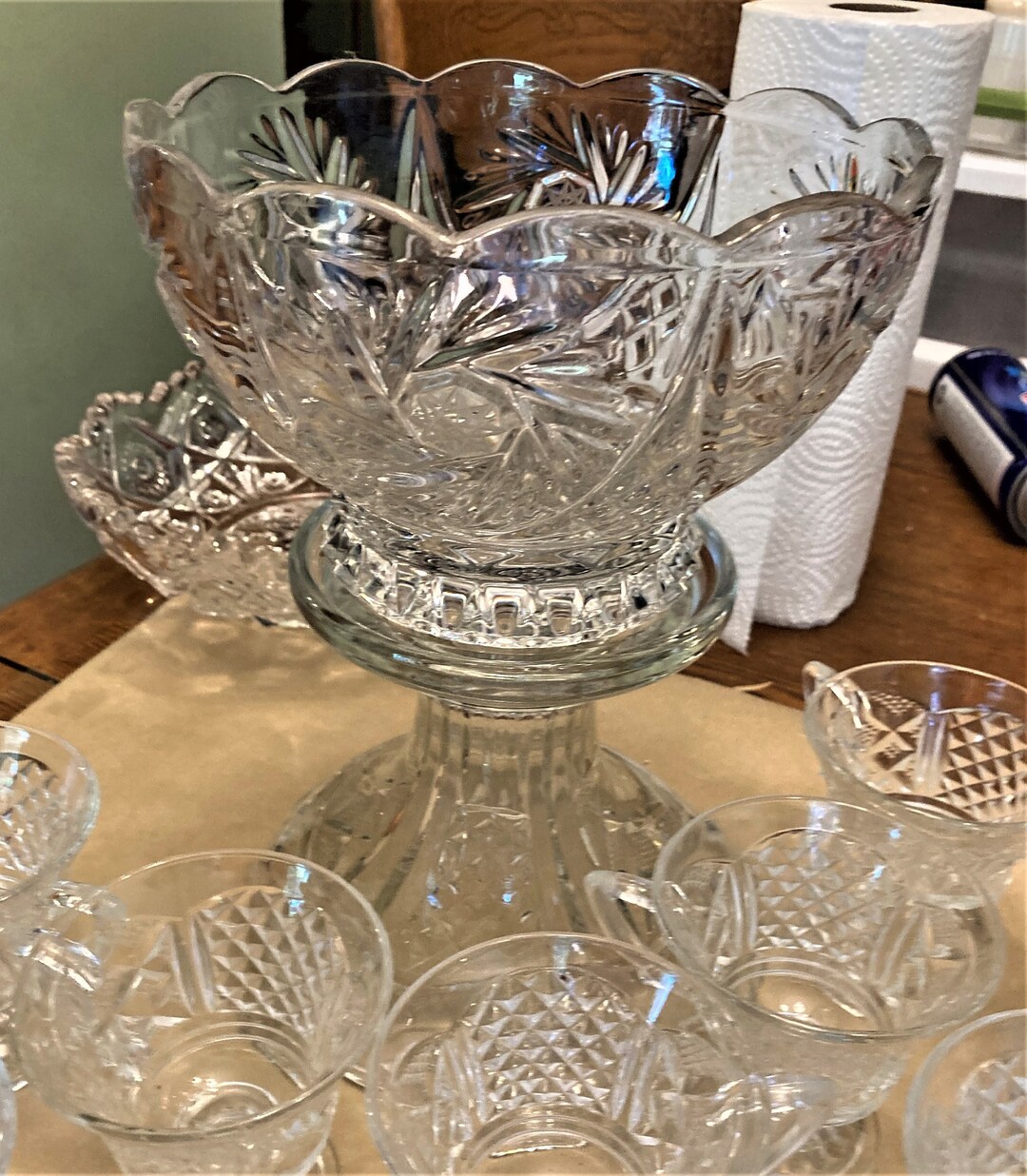 Vintage Crystal Punch Bowls Imperial Glass Etsy