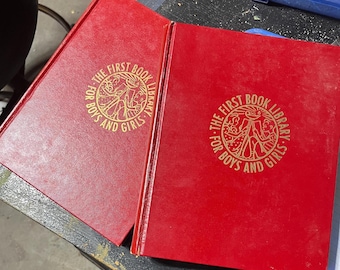 Set of 2 Vintage MCM Hardcover Children's Books The First Book Library for Boys and Girls: Bees, Birds, and Bugs & Trees, Plants, and Water