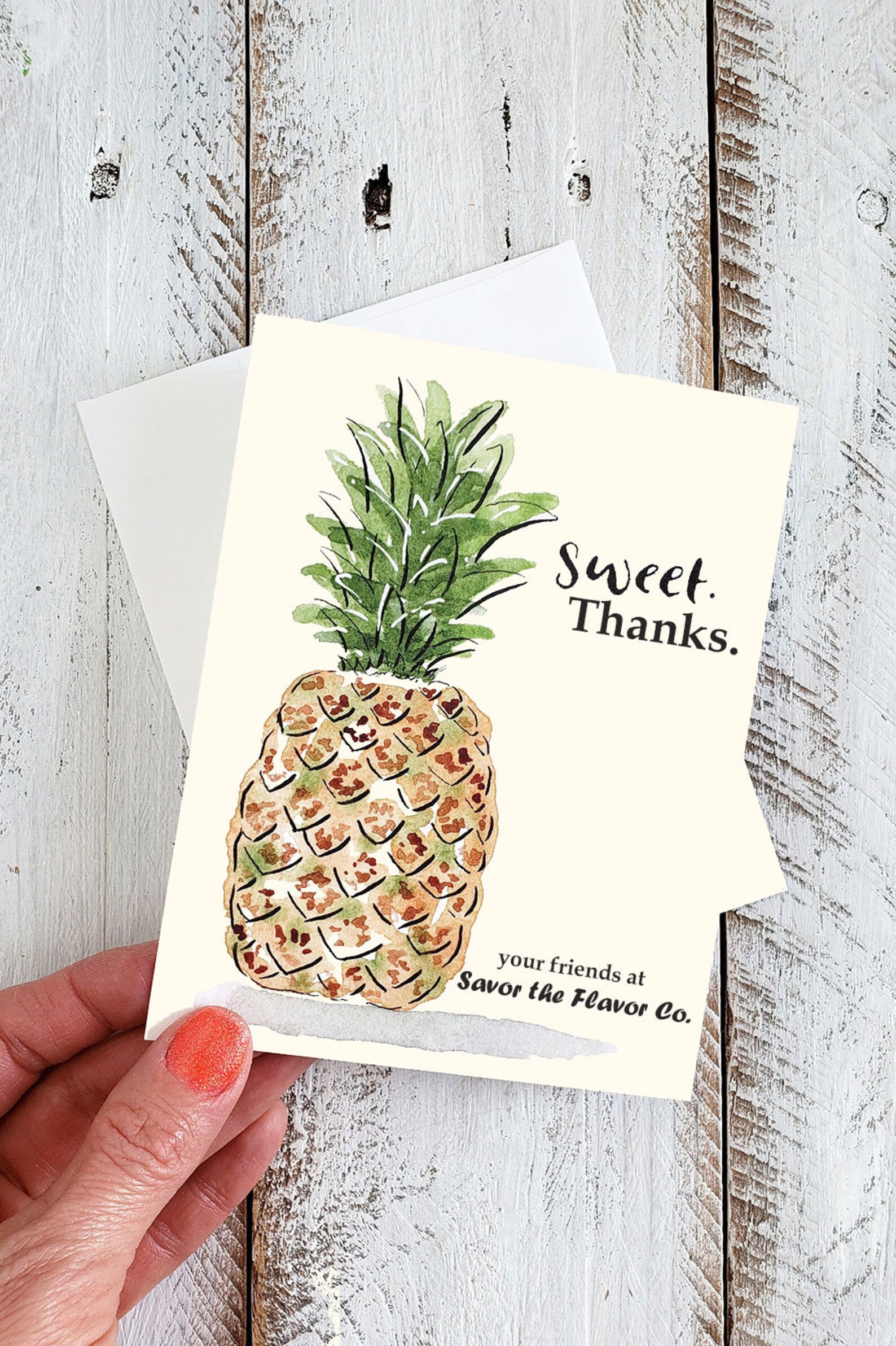Pineapple Thank You Card Template, Editable Card, Thank You Card ...