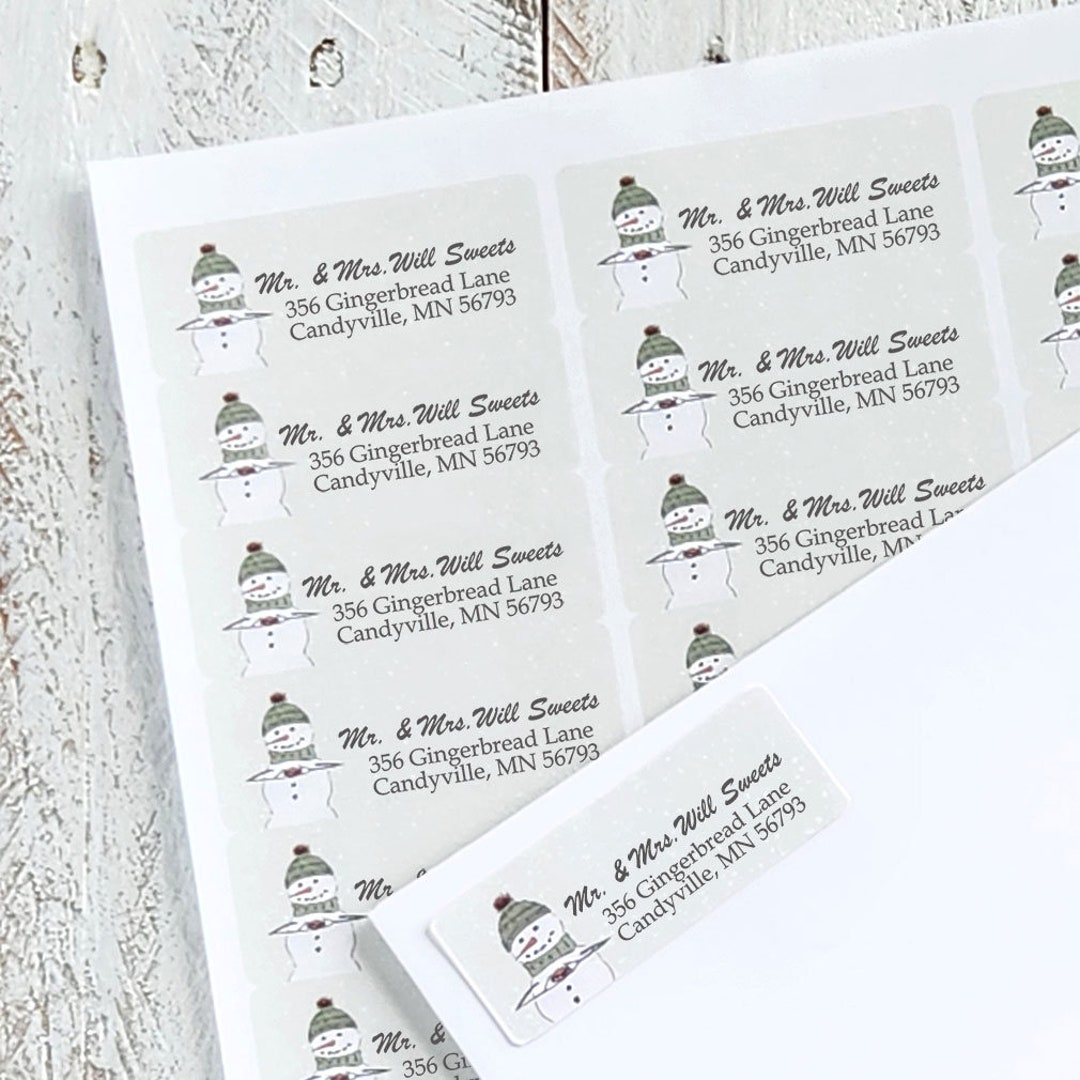 Snowman Return Address Label, Personalized Address Label, Winter Label ...