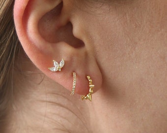 Sterling Silver Hoop Earring - Spike Hoop Earring - Minimalist Hoop Earring - Dainty Hoop earrings
