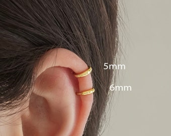 Round Edge Cartilage Hoops - Gold huggie hoops earring - Sterling Silver Hoop Earring