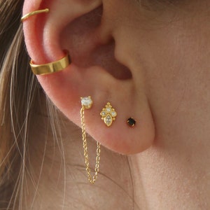 Sterling Silver Stud Earring - Dainty CZ Stud Earring - Minimalist Stud Earring