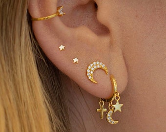Tiny Star stud oorbellen - Sierlijke stud oorbellen - Sterling zilveren stud oorbellen