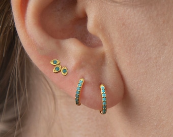 Gold Turquoise Bar Earrings,S925 Silver Turquoise Earrings,Tiny Turquoise Bar Studs,Minimalist S925 Earrings,Gold Turquoise Bar Studs,Gifts