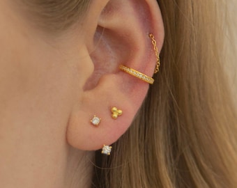 Black triangles Minimalist A Girl/'s Best Friend Earrings Gold Ear Jackets Everyday wear Gifts for her. Modern ear jacket Dainty