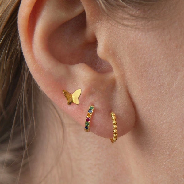 Butterfly Stud Earring - Dainty Stud Earring - Sterling Silver Stud Earring