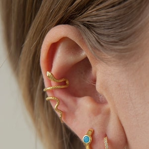 Snake ear cuff - Serpent ear cuff - Gold cz ear cuff - minimalist ear cuff - dainty ear cuff - Non pierced ear cuff