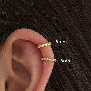 Cz Cartilage Hoops - huggie hoops - hoop earring - Silver hoop earring - Gold hoop - Minimalist earring- Dainty hoop - small hoops - Daily