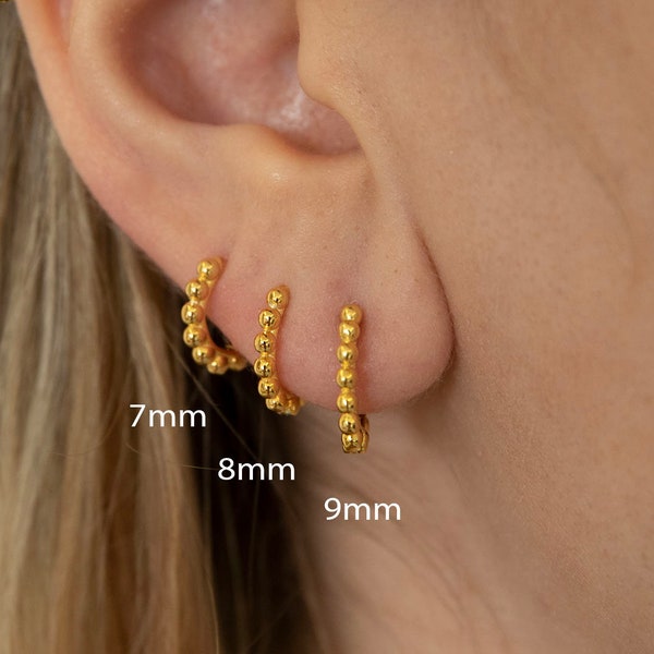 6mm~9mm beaded hoop earrings - Dainty hoops - Hoop earrings - Gold hoop - Minimalist jewelry - Dainty hoop earrings - Tiny ball hoops