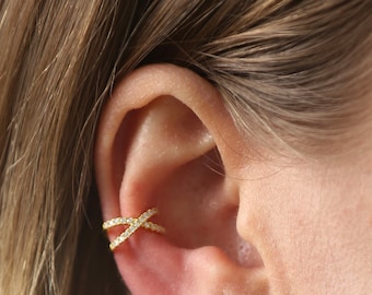 Cz Ear Cuff No Piercing - Gold Ear Cuffs - Silver Ear Cuff - No Piecing Ear Cuff - Tiny Gold Ear Cuff - Dainty Ear Cuff - Ear Cuff (SINGLE)