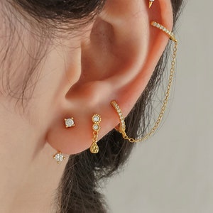 Dainty cz drop earrrings - Sterling Silver Minimalist Earring