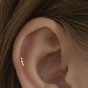 Three Cz stud - Tiny gold stud - Silver tiny stud - Minimalist stud earring - Gold dainty stud - Dainty stud