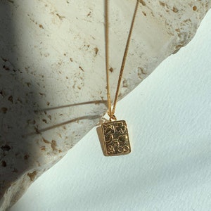 Gouden vierkante ketting met hanger - Pocker Card-hangerketting - Gelaagde gouden ketting - Lange gouden ketting - Handgemaakte ketting - Gouden ketting