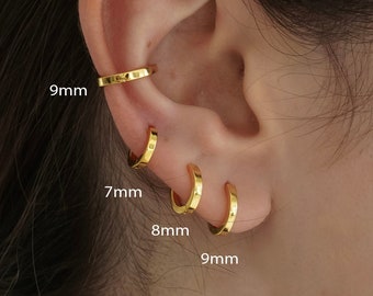 Square Edge hoop earrings - huggie hoops earring - Chunky hoop earrings - Sterling Silver huggie - Tiny gold hoop - Silver hoop - Gold hoops