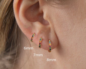 Zysta 8-20mm Small Hoop Earring Rainbow Color Ear Nose Tongue Body Ring Stainless Steel Huggie Cartilage Piercing Zysta 8-20mm Small Hoop Earring Rainbow Color Ear Nose Tongue Body Ring Stainless Steel Huggie Cartilage Piercing