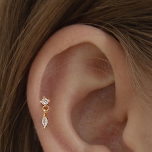 Cz dangle stud - Tiny gold stud - Silver tiny stud - Minimalist stud earring - Gold dainty stud - Dainty stud