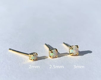 White Opal Earrings -925 Sterling Silver - Opal Earrings - Minimalist earrings (PAIR)