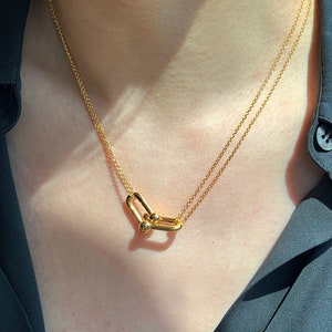 Double Chain Necklace - Gold necklace - Gold Pendant Necklace - Simple necklace MK
