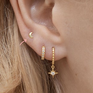 Tiny Moon stud earrings - Dainty stud earrings - Sterling silver stud earrings