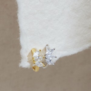Marquise Huggie Hoop - Cz earring - Minimalist earring - Tiny Hoop Earring - Thin hoop - Huggie hoop - Gold hoop