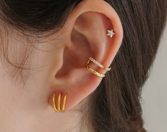 Triple Huggie Hoop Earrings - Sterling Silver Hoop Earring - Huggie Hoop Earring - Dainty Hoop Earring