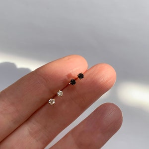 Dainty cz studs - Gold stud earring - Tiny cz gold studs - Minimalist earrings - 925 sterling silver stud earring (PAIR)